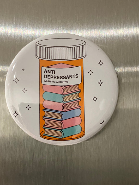 Book Lover Magnet – “Anti Depressants” Reading Magnet | Funny Bookish Gift, Reader Humor